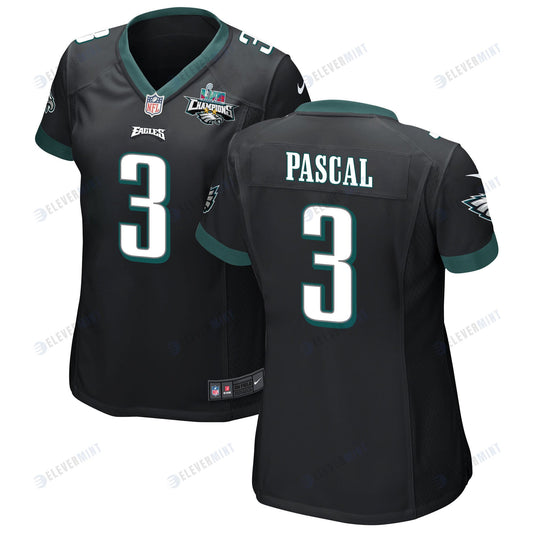 Zach Pascal 3 Philadelphia Eagles Super Bowl LVII Champions 2 Stars Women Game Jersey - Black